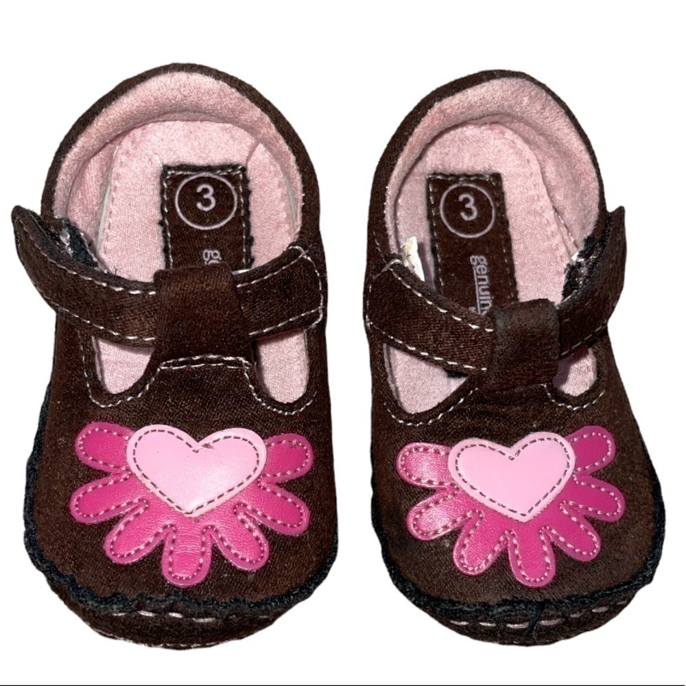 Authentic Infant Girl Footwear, Brown, Sz 3 with Soft Soles